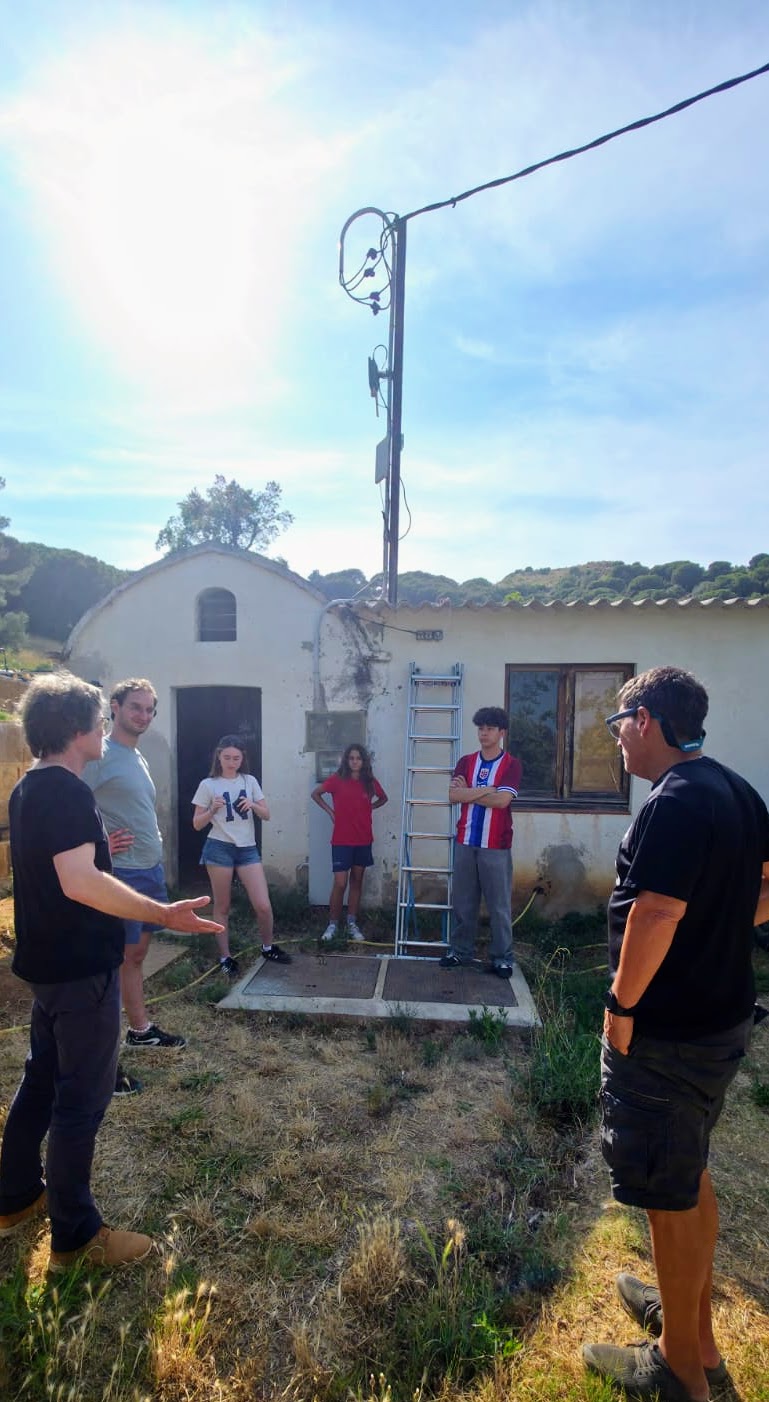 Students deploying the monitoring station outside